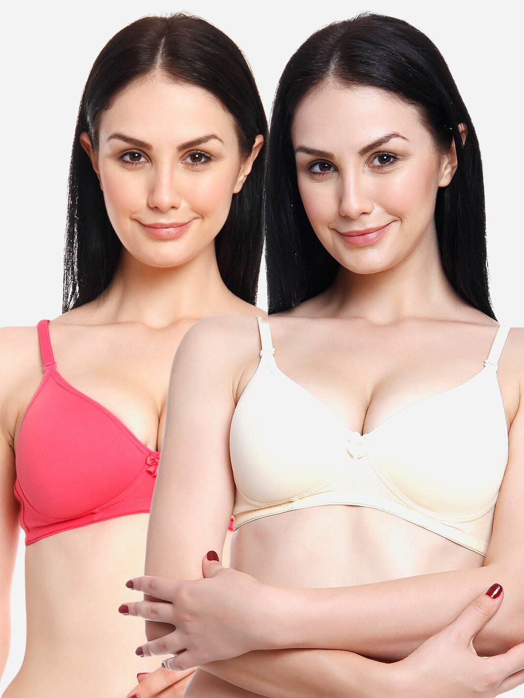 

Innocence Pack of 2 Peach-Coloured & White Bra Heavily Padded BBAPLIN90664_28B