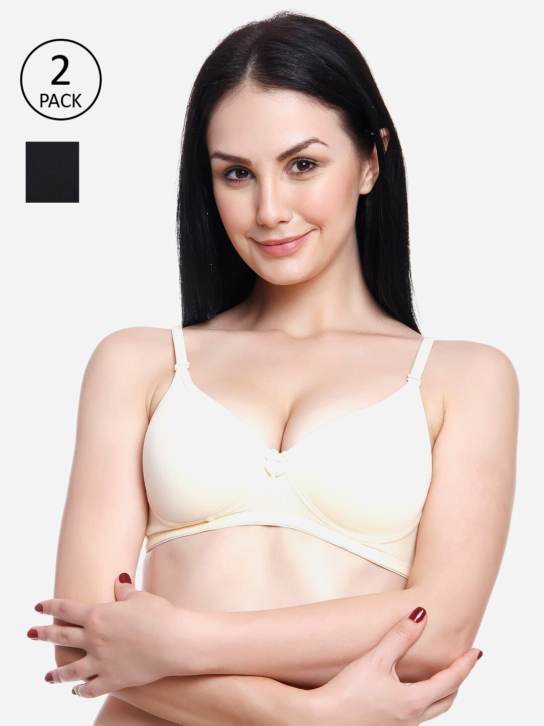 

Innocence Pack Of 2 Solid T-Shirt Bras - Padded Non-Wired, Beige