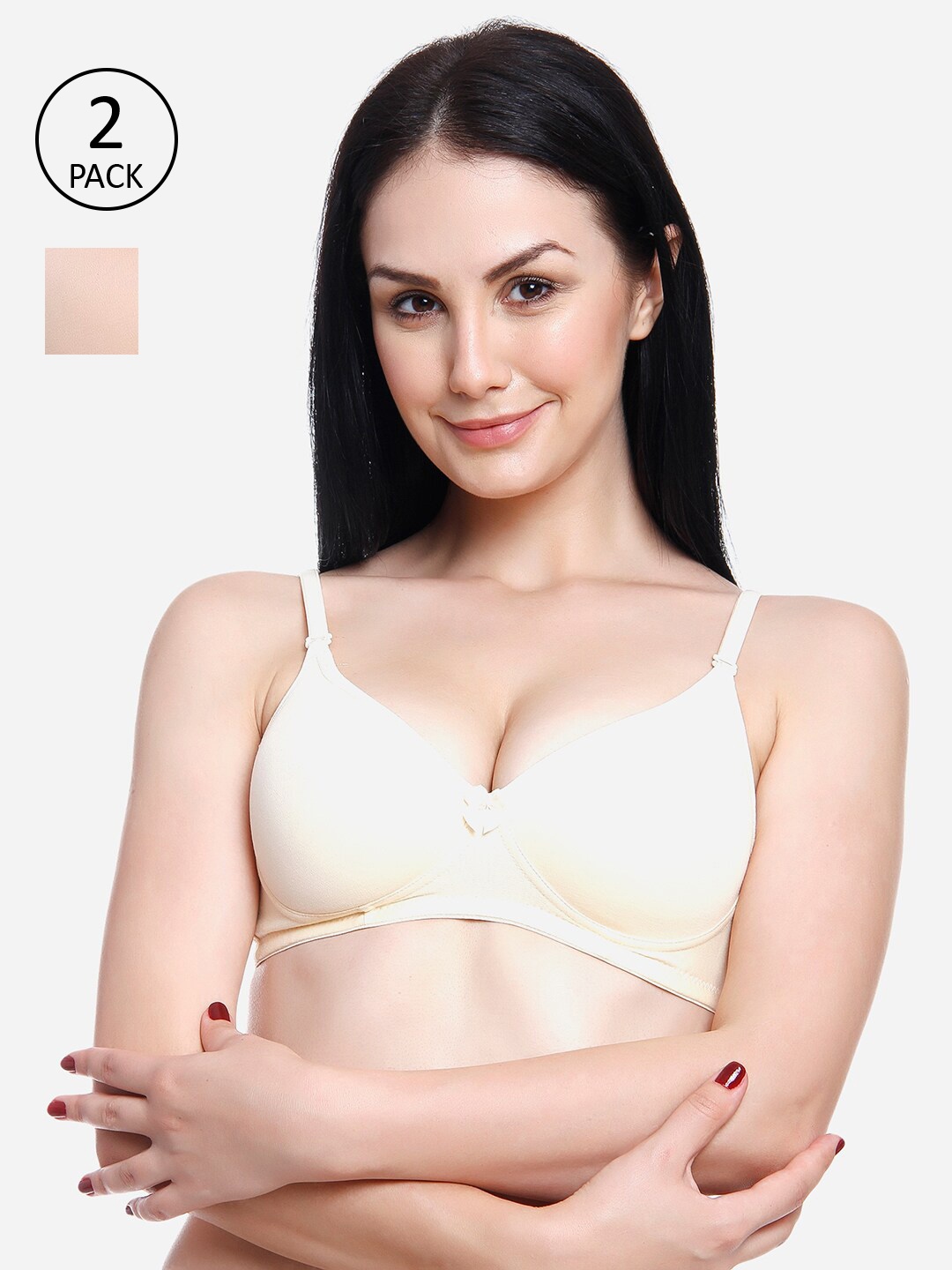 

Innocence Pack Of 2 Solid T-Shirt Bras - Padded Non-Wired, Cream