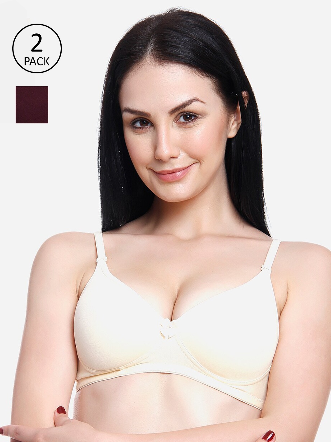 

Innocence Pack of 2 Beige & Purple Non Wired Medium Coverage Everyday Bra