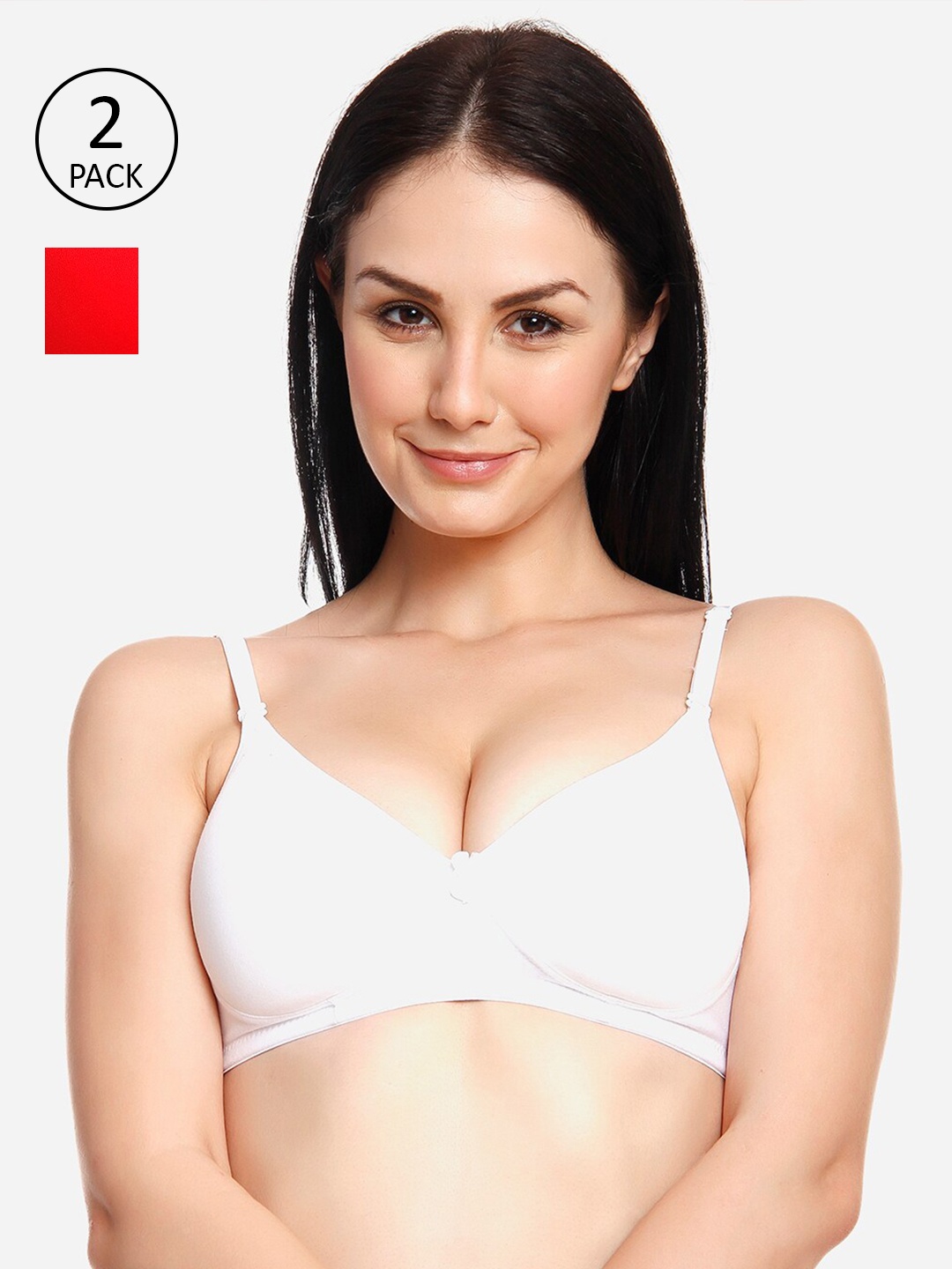 

Innocence Pack of 2 White & Red Bra Heavily Padded BBAPLIN90656_28B