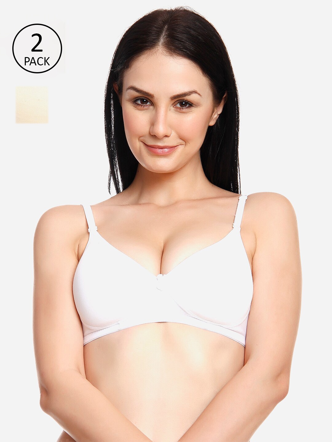 

Innocence Pack Of 2 Solid T-Shirt Bras - Padded Non-Wired, White