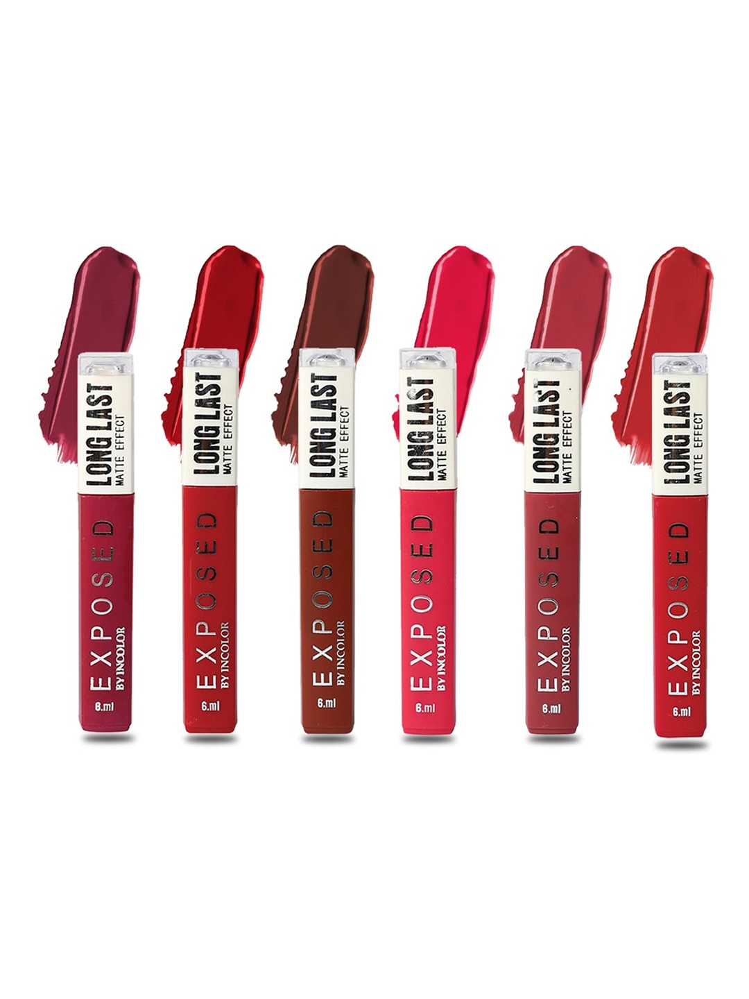 

INCOLOR Set of 6 Exposed Long Last Matte Effect Lip Gloss 6 ml Each - Combo 02, Multi