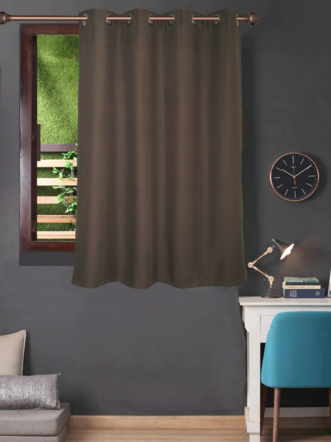 

Lushomes Brown Heavy Polyester Waterproof Window Curtain