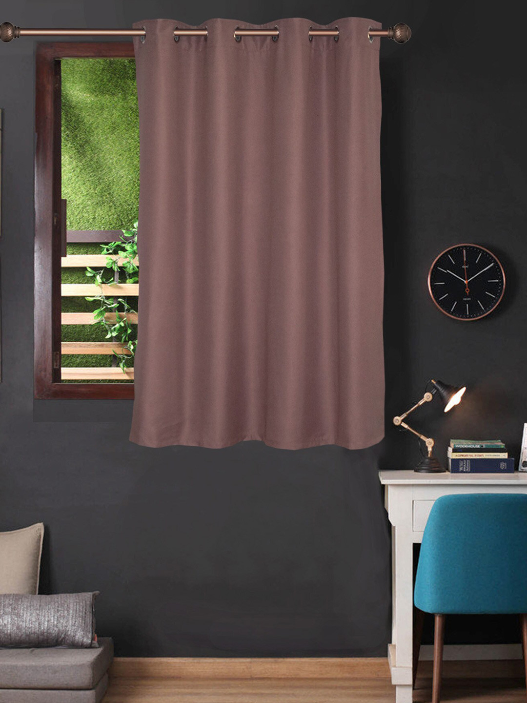 

Lushomes Brown Heavy Polyester Waterproof Window Curtain