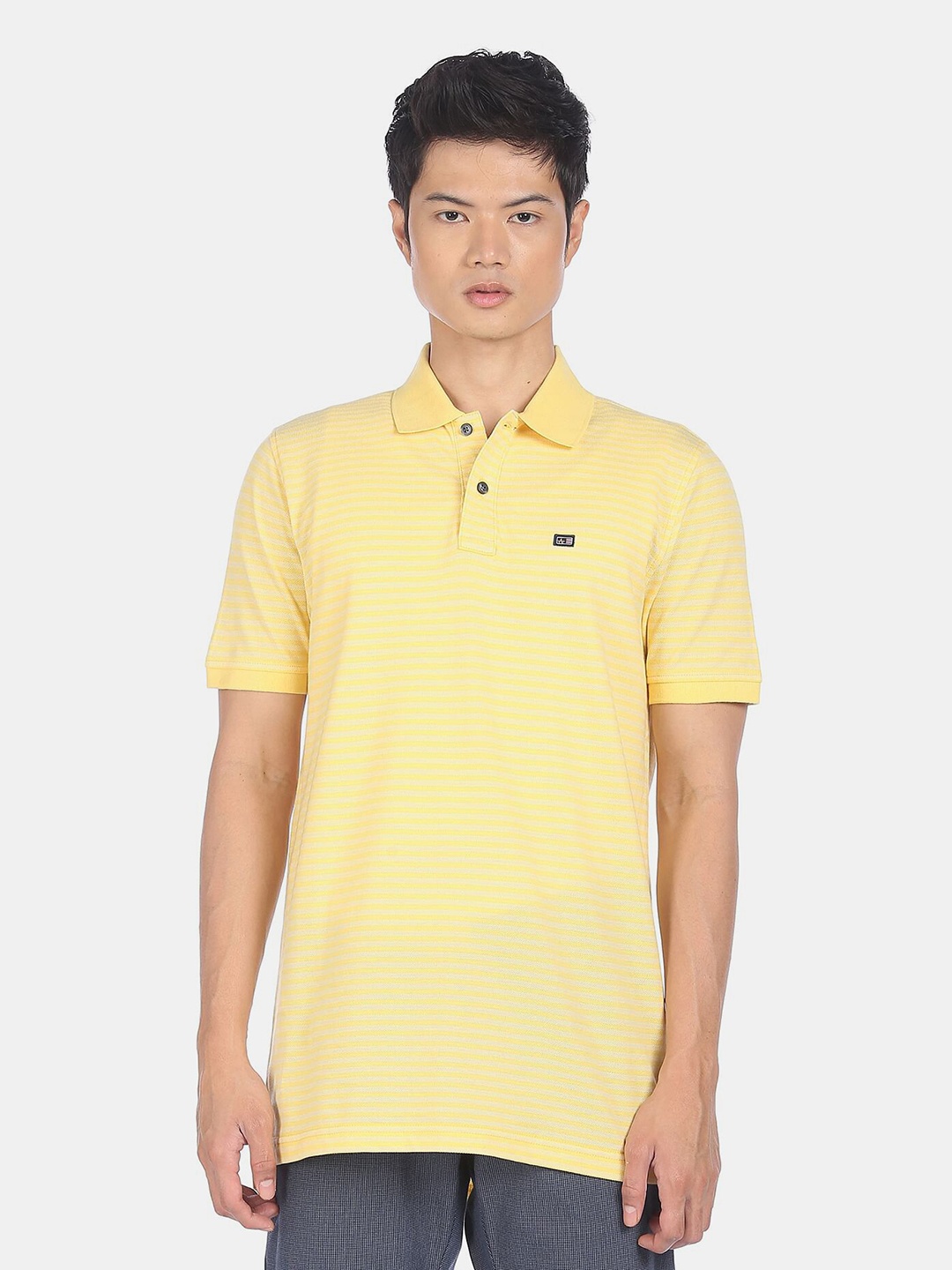 

Arrow Sport Men Yellow Solid Polo Collar Pure Cotton T-shirt