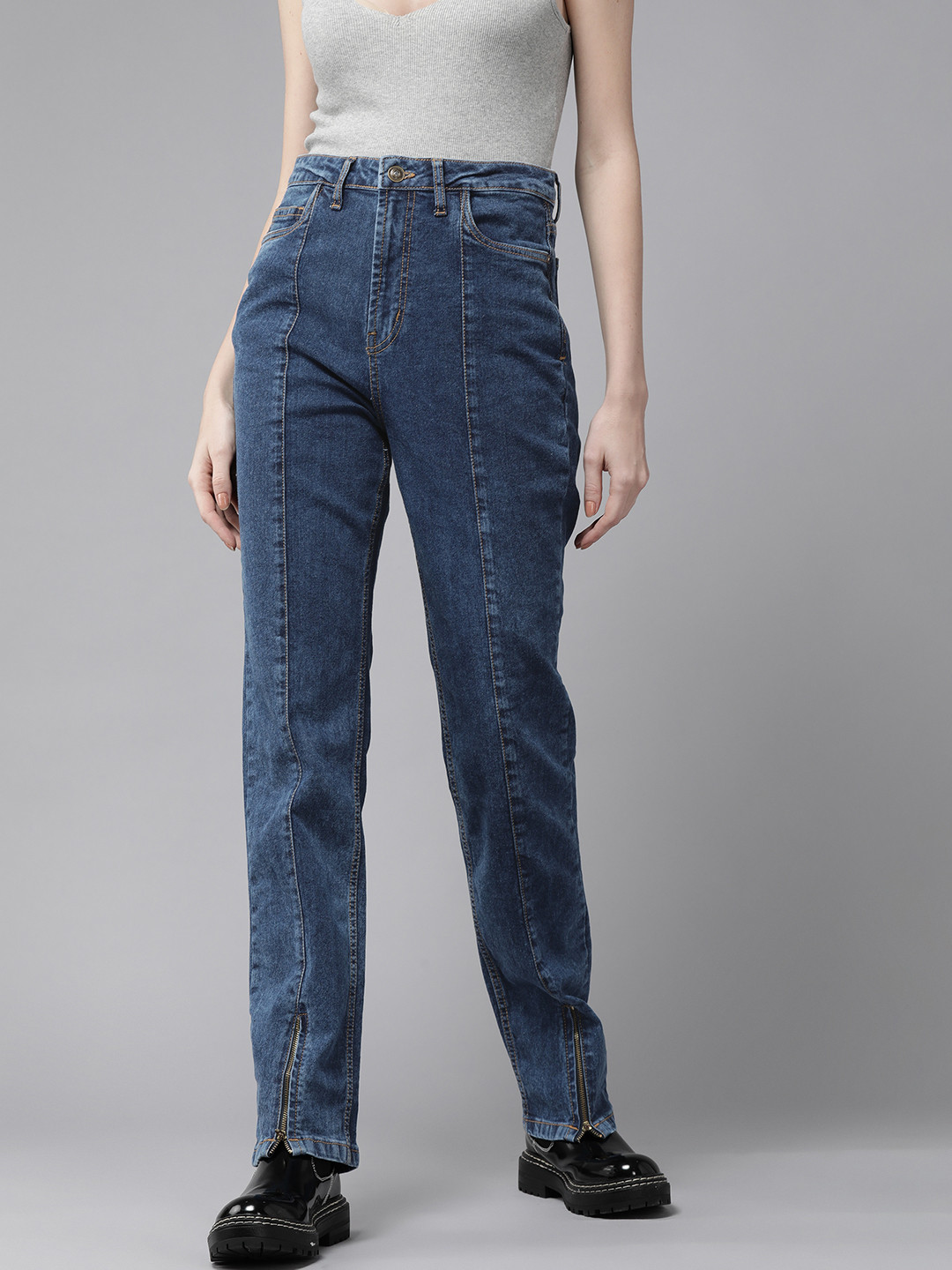 

Roadster Women Blue Slim Straight Fit High-Rise Stretchable Jeans