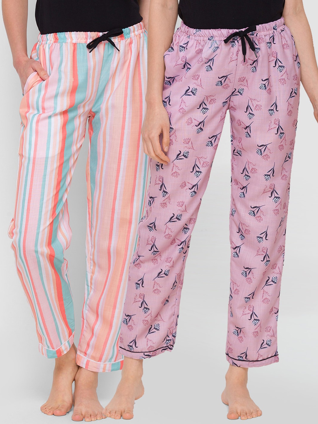 

FashionRack Woman Pack of 2 Pink & Multicolour Striped Lounge Pants
