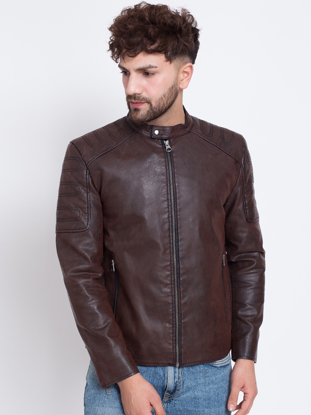 

Justanned Men Burgundy Outdoor Biker Jacket