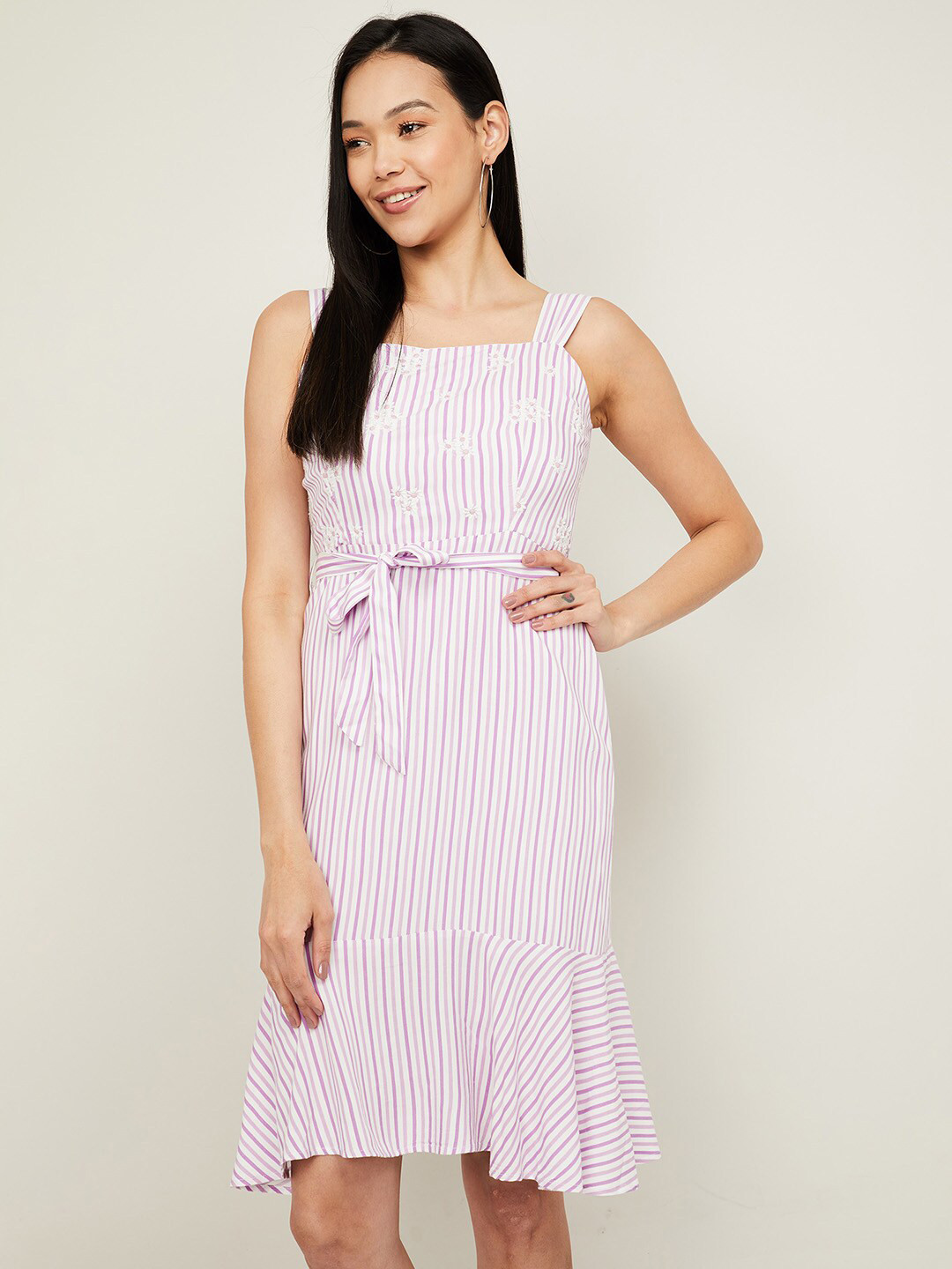 

CODE by Lifestyle Purple & White Striped A-Line Dress