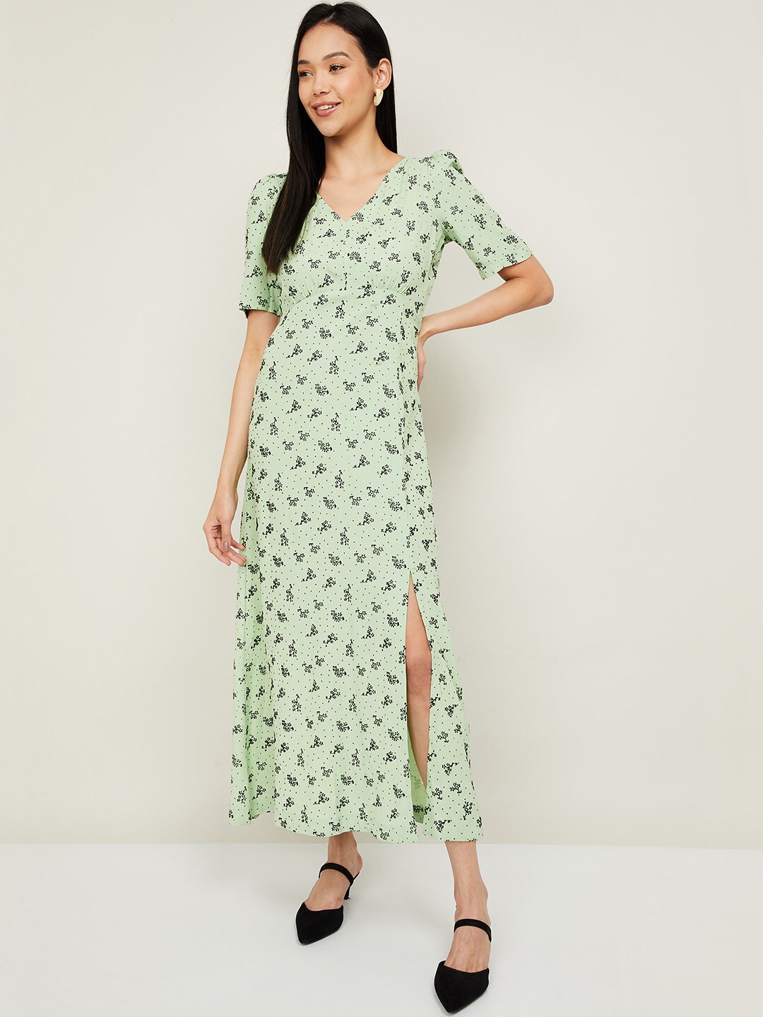 

CODE by Lifestyle Green Floral A-Line Maxi Dress