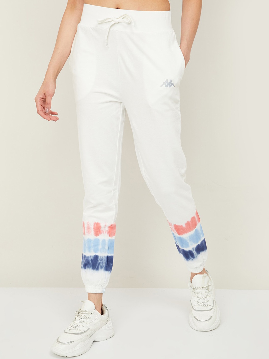 

Kappa Women White Tie & Dye Printed Cotton Joggers Trousers