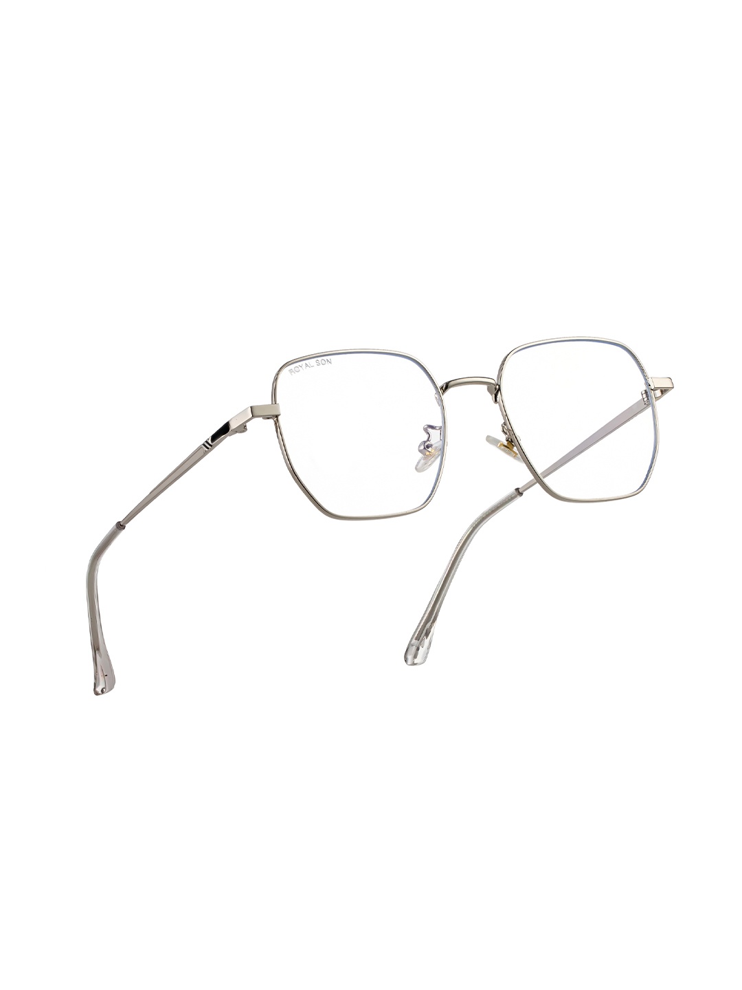 

ROYAL SON Men Silver-Toned Full Rim Round Frames With Blue Ray Cut Lens