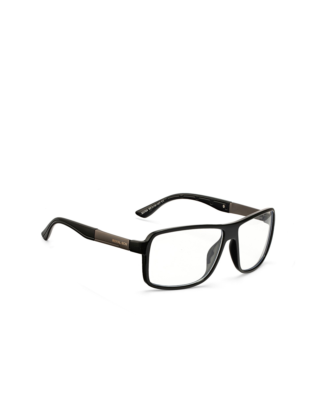 

ROYAL SON Men Black Full Rim Rectangle Frames With Blue Ray Cut Lens