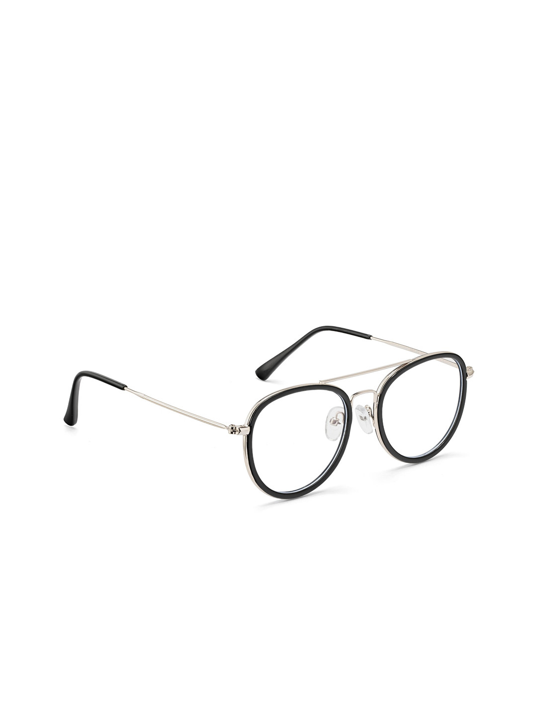 

ROYAL SON Men Silver-Toned & Black Full Rim Blue Ray Cut Lens Aviator Frames