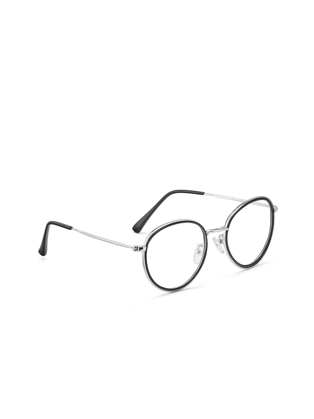 

ROYAL SON Unisex Silver-Toned & Black Full Rim Round Frames