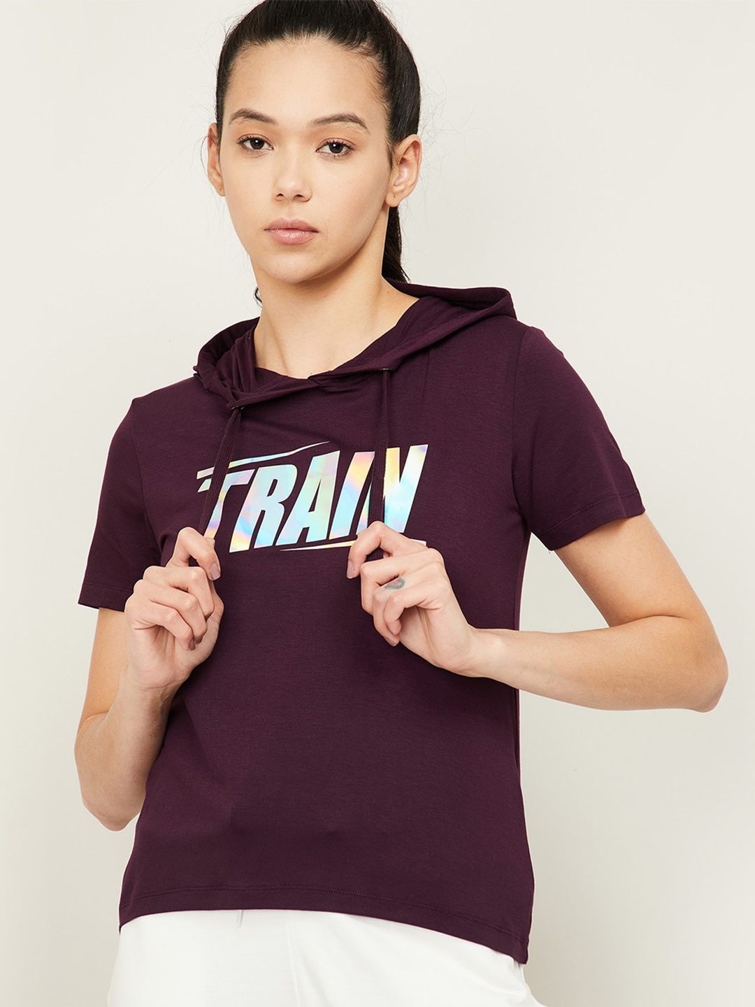 

Kappa Women Purple Typography Printed T-shirt