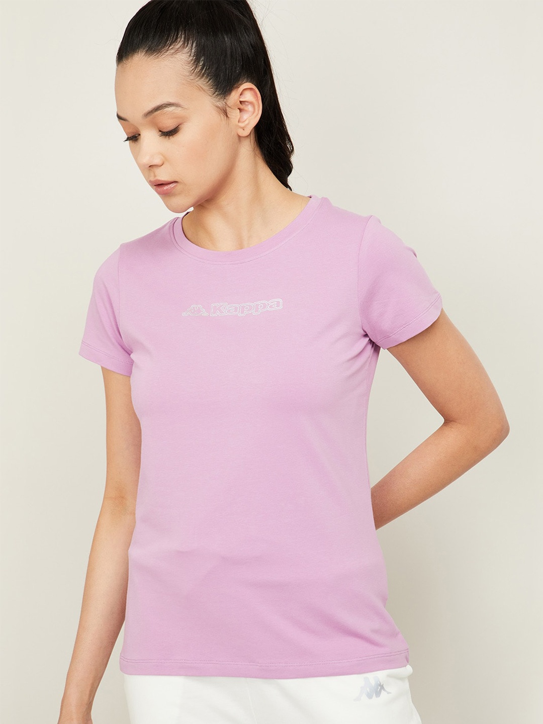 

Kappa Women Lavender Cotton T-shirt