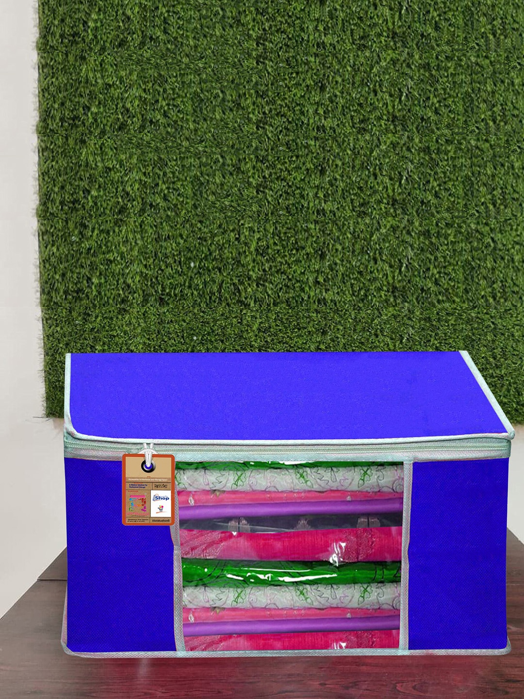 

atorakushon Set Of 2 Blue Solid Wardrobe Organisers