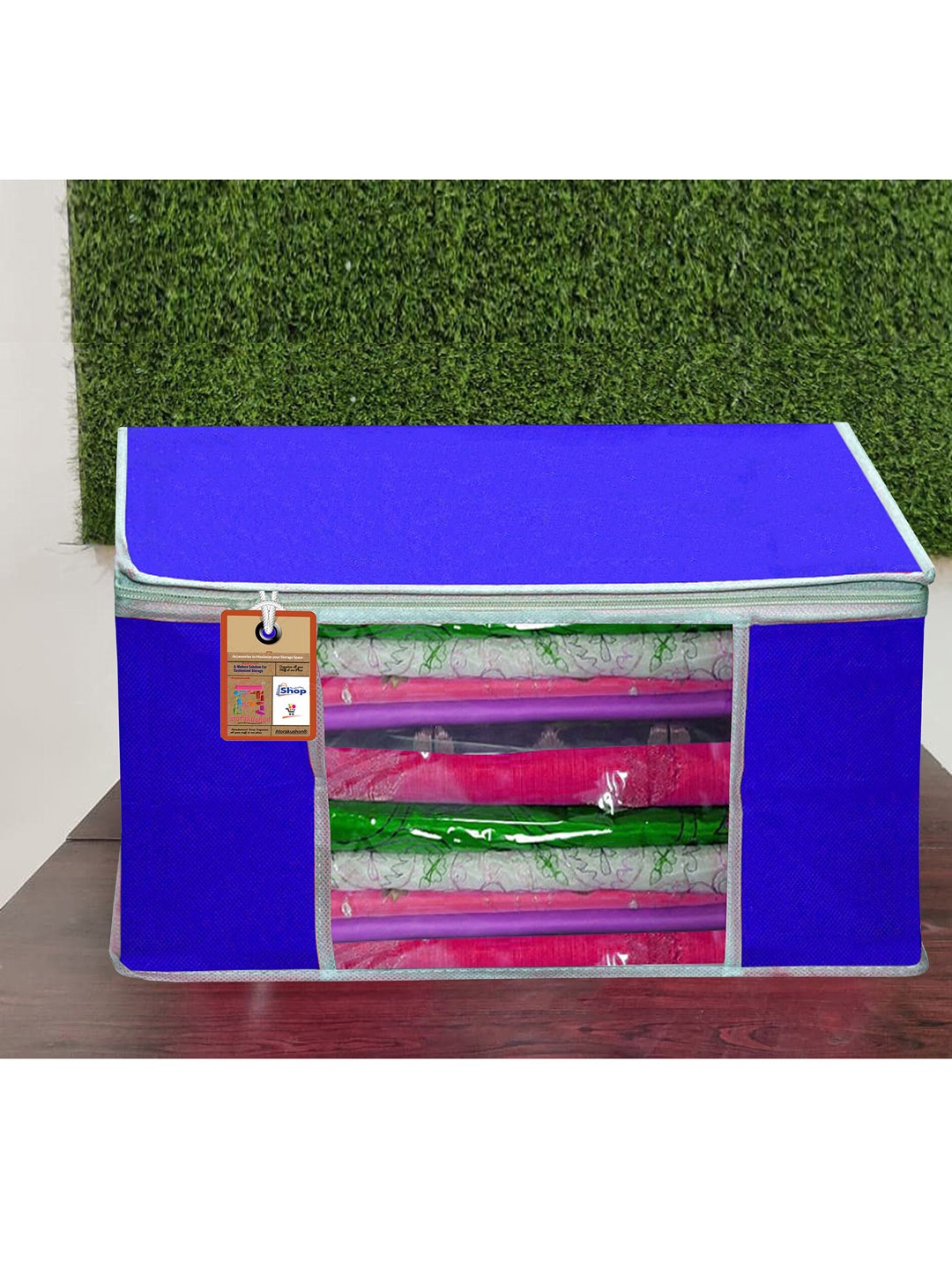 

atorakushon Set Of 4 Blue Solid Non-Woven Wardrobe Organisers