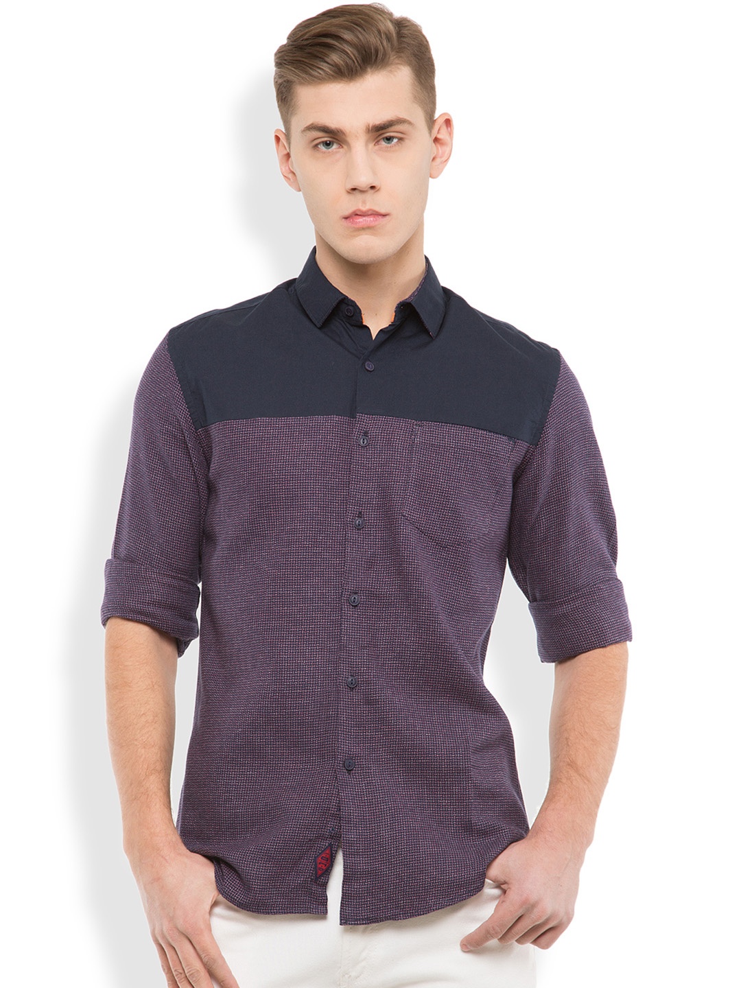

LOCOMOTIVE Men Purple Slim Fit Self-Design Casual Shirt