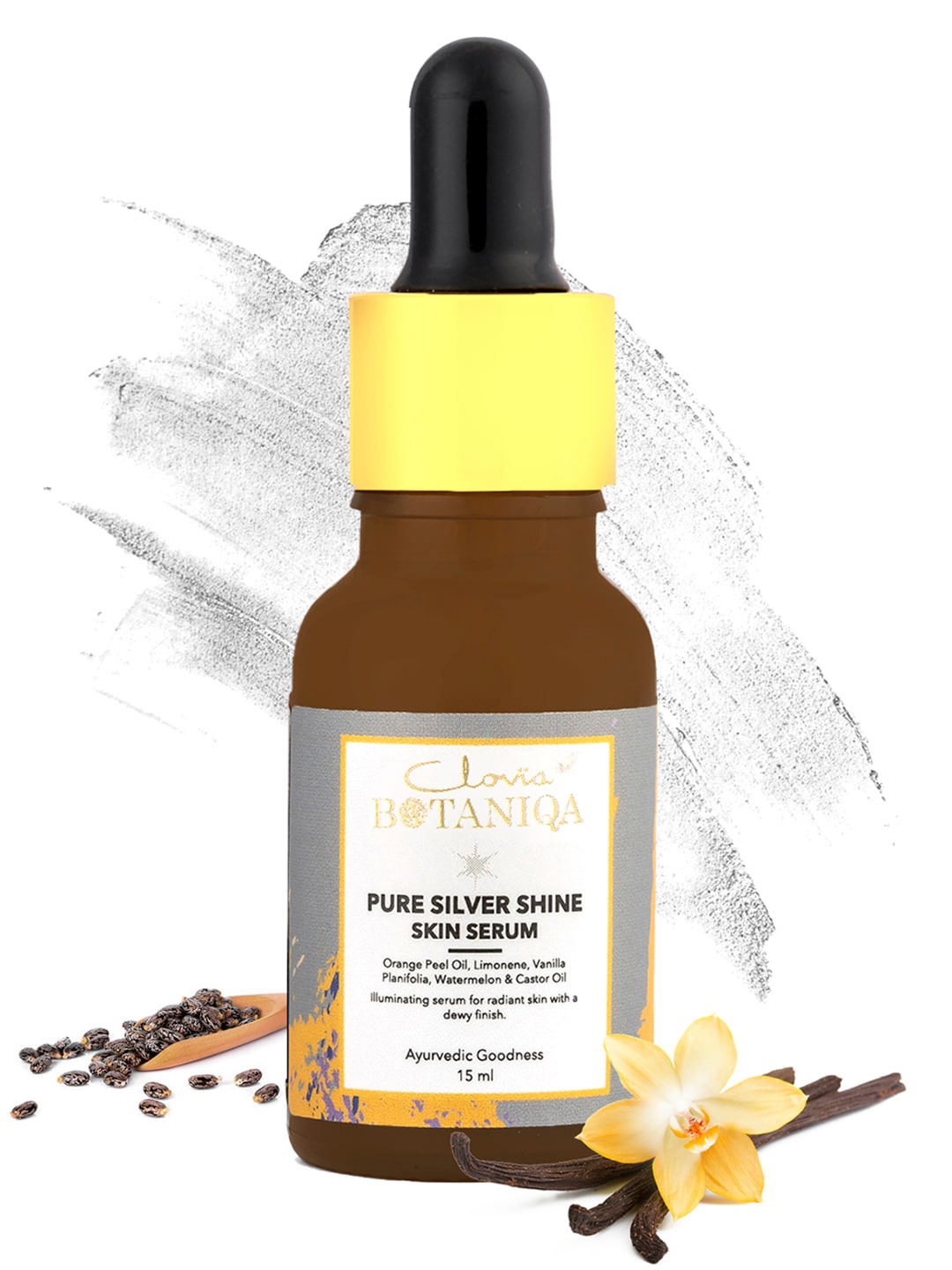 

Clovia BOTANIQA Pure Silver Shine Mini Face Serum with Vanilla Planifolia & Limolene 15 ml, Brown