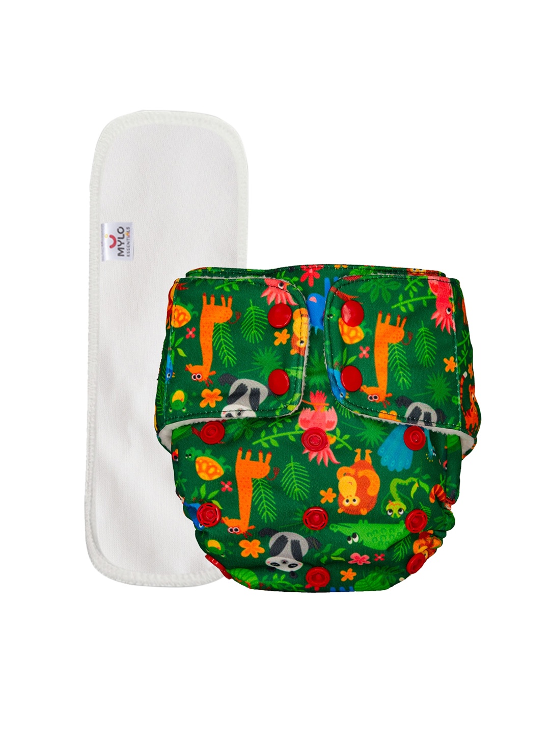

Mylo Kids Green Reusable Cloth Diaper With Absorbent Insert Pad