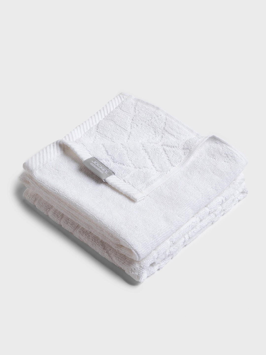 

Jockey Pack of 2 Cotton Terry 500 GSM Ultrasoft and Durable Patterned Hand Towel, White