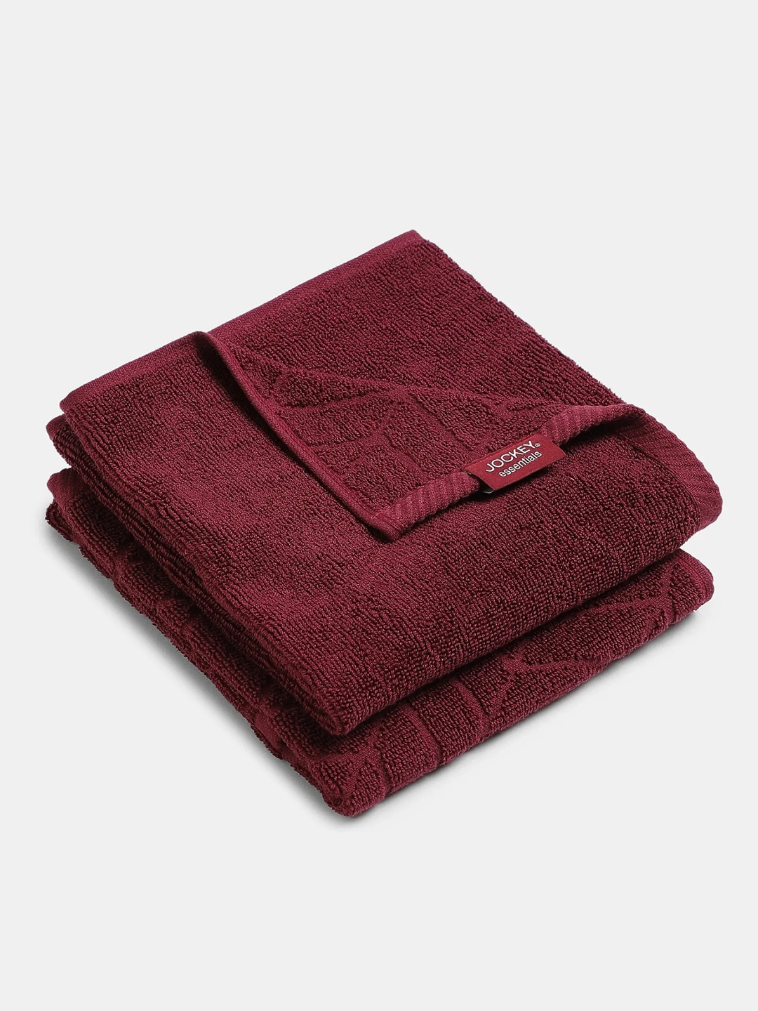 

Jockey Pack Of 2 Cotton Terry Ultrasoft and Durable Patterned Hand Towel-T202, Burgundy