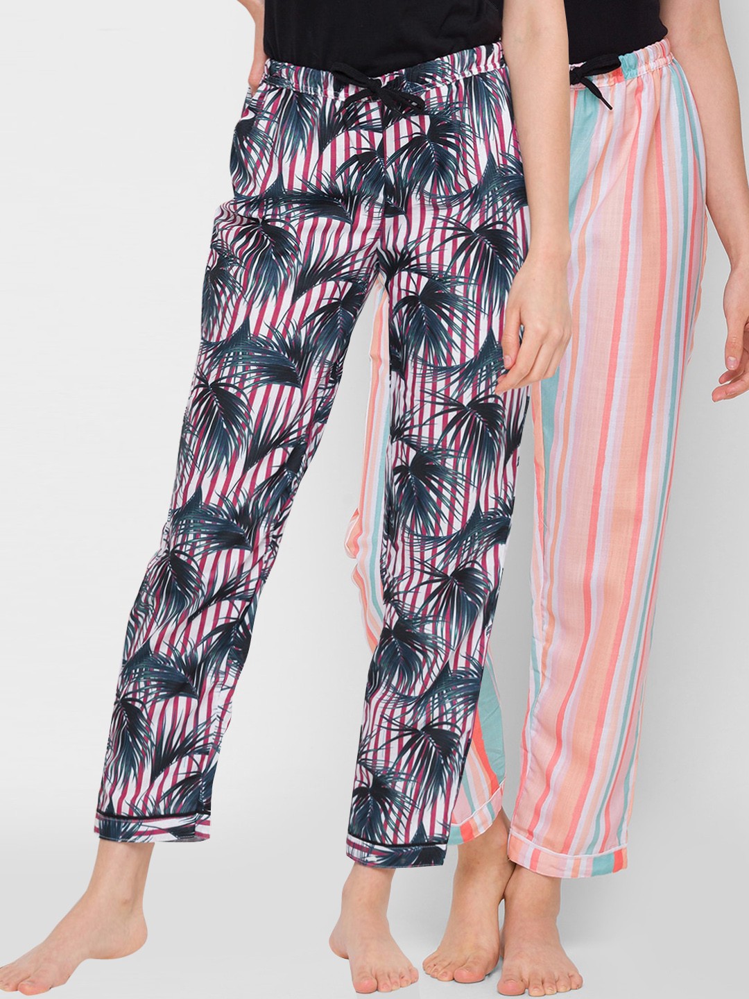 

FashionRack Woman Pack of 2 Red & Multi Striped Lounge Pants