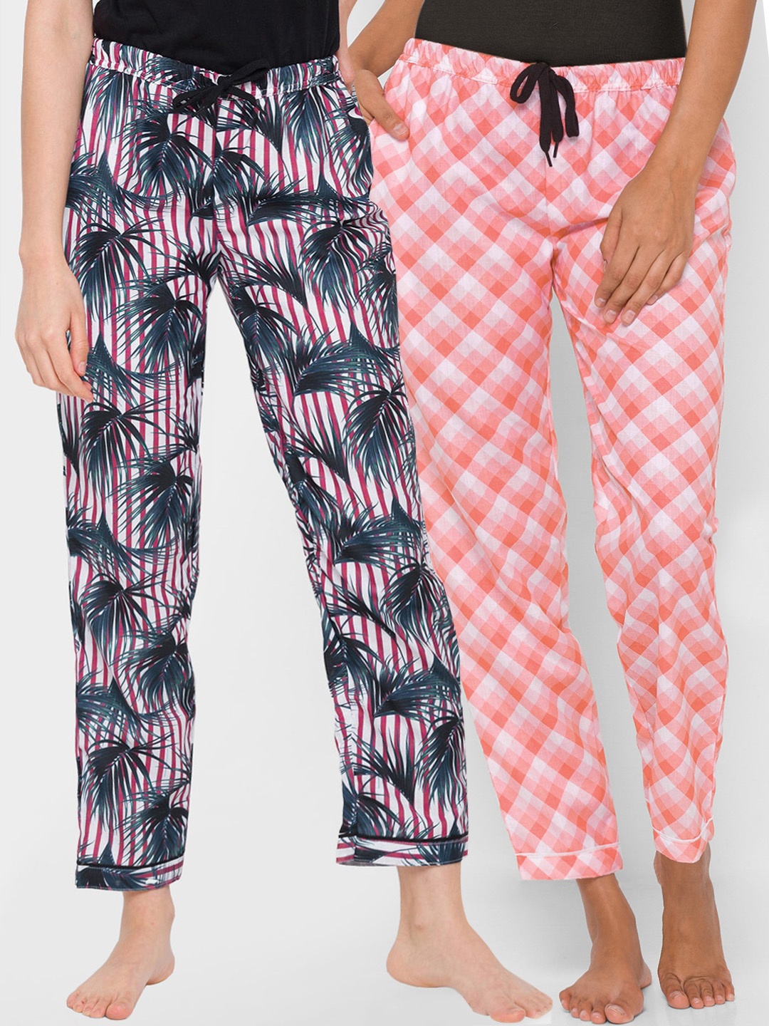 

FashionRack Women Pack of 2 Red & Pink Printed Lounge Pants