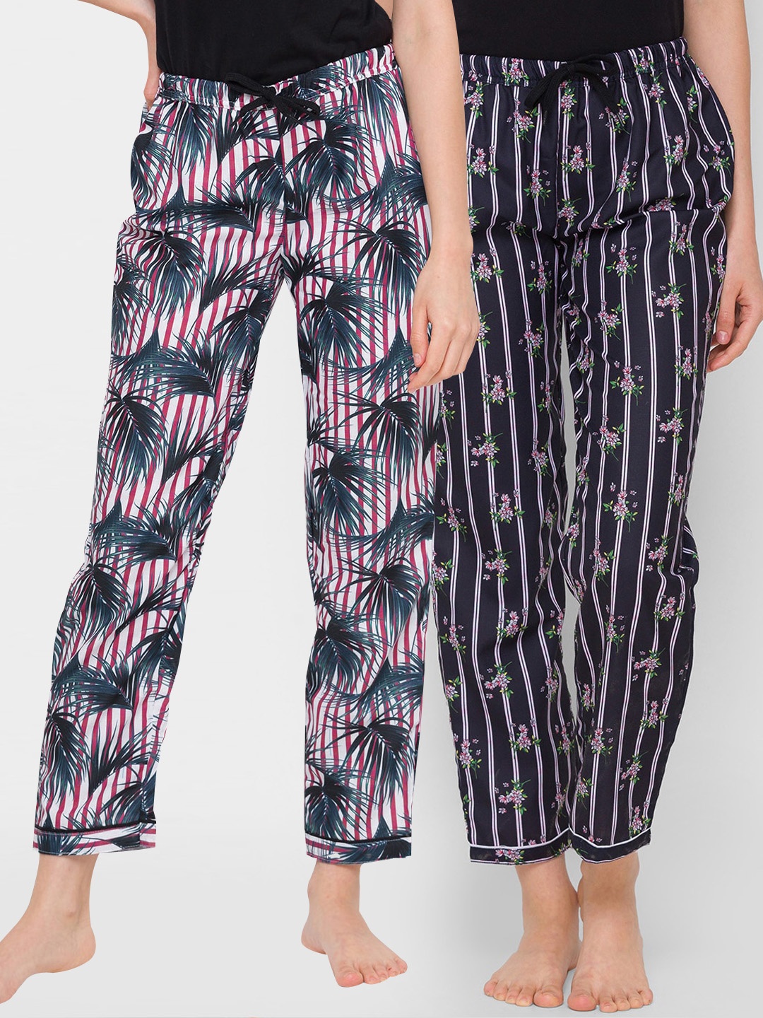 

FashionRack Women Red & Black Pack of 2 Printed Cotton Lounge Pants