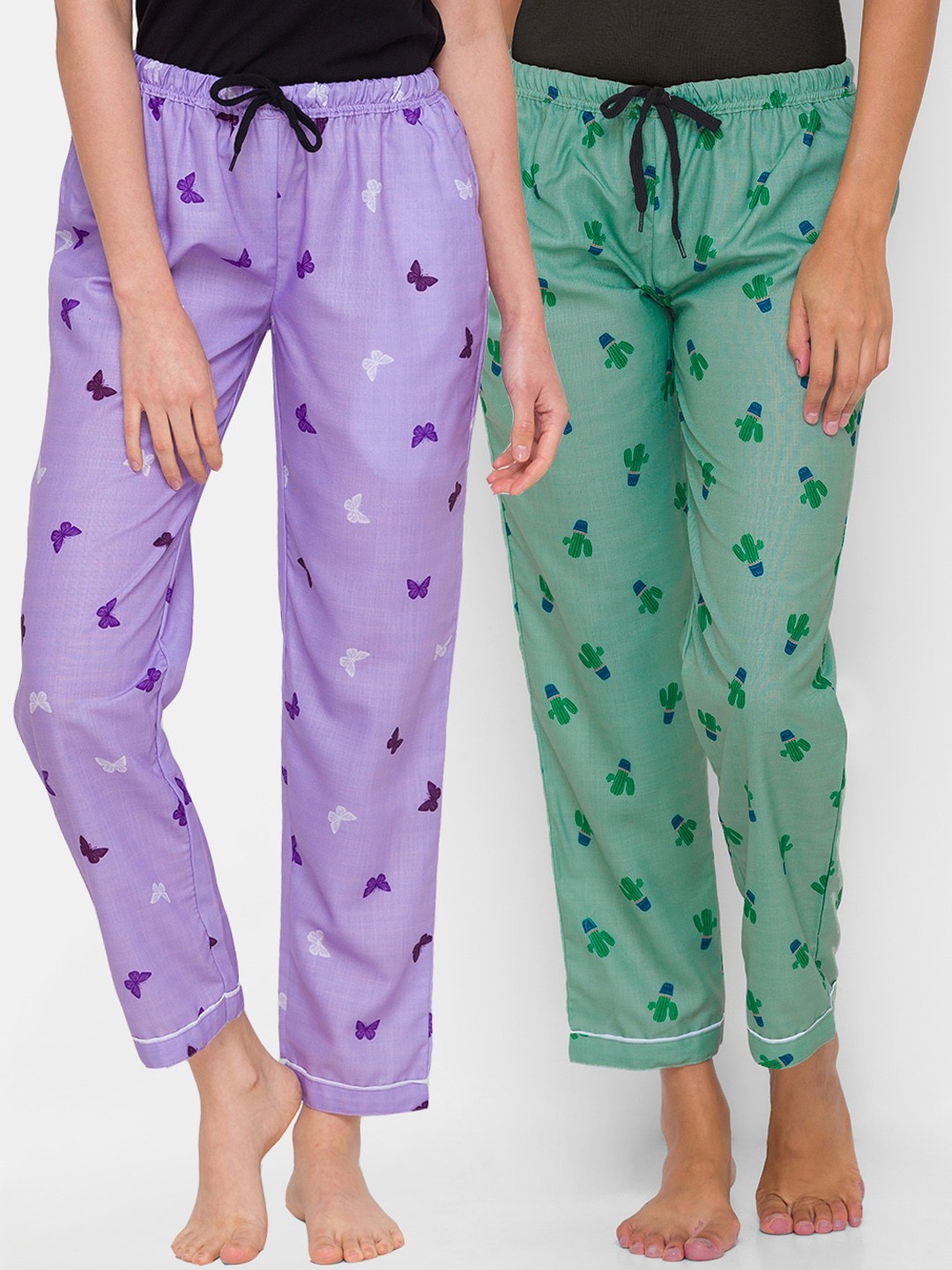 

FashionRack Woman Pack of 2 Purple & Brown Printed Lounge Pants