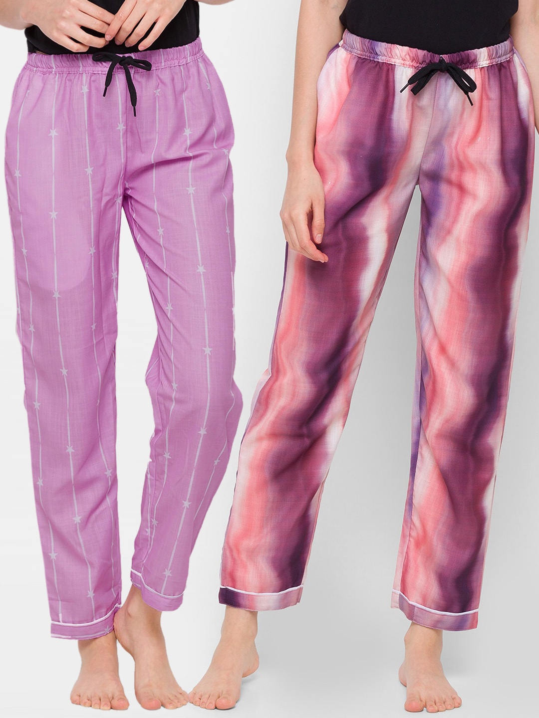 

FashionRack Women Pack of 2 Purple Cotton Printed Lounge Pants