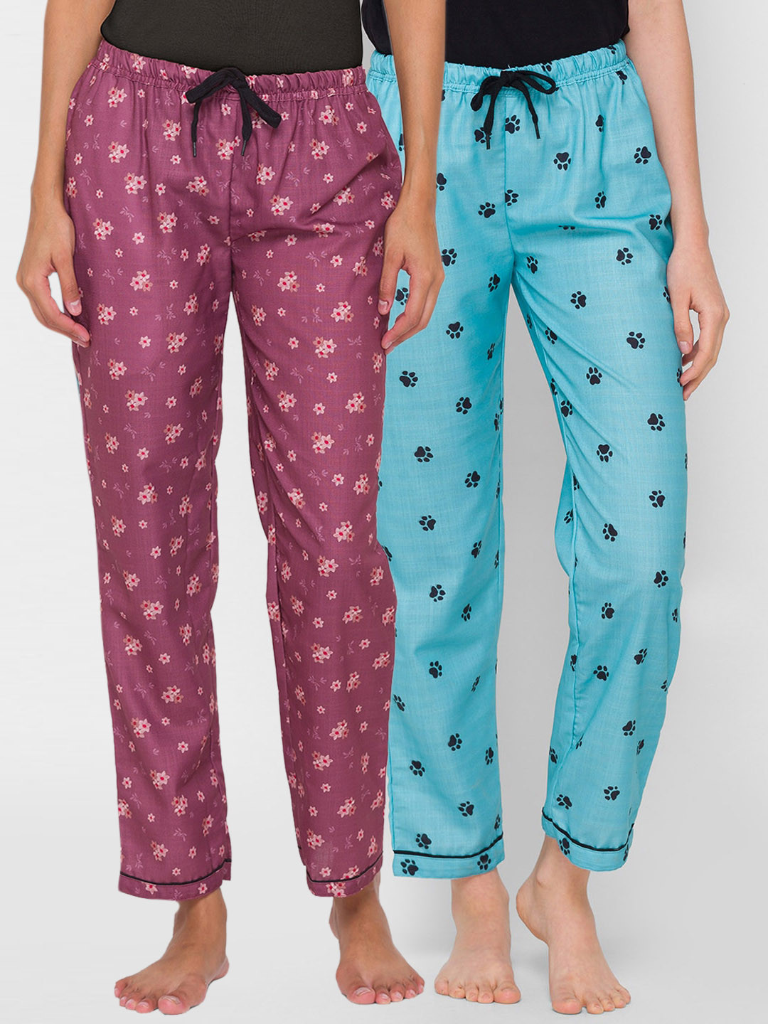 

FashionRack Women Purple & Blue Pack of 2 Cotton Lounge Pants
