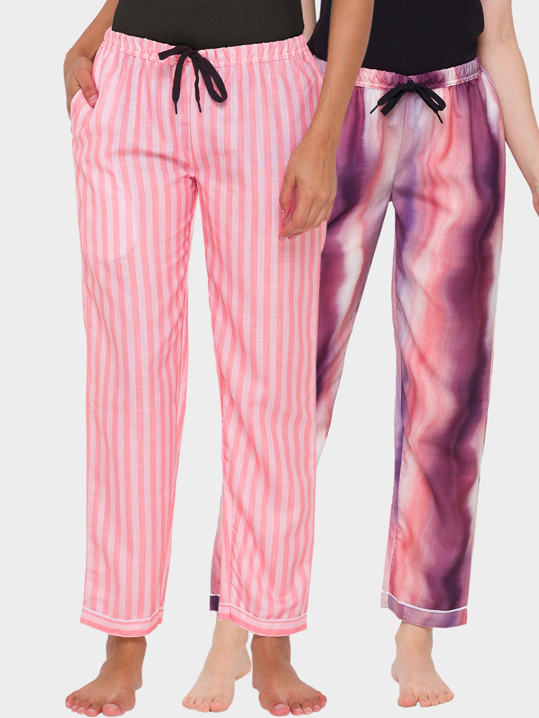 

FashionRack Women Pink & Purple Pack of 2 Printed Cotton Lounge Pants