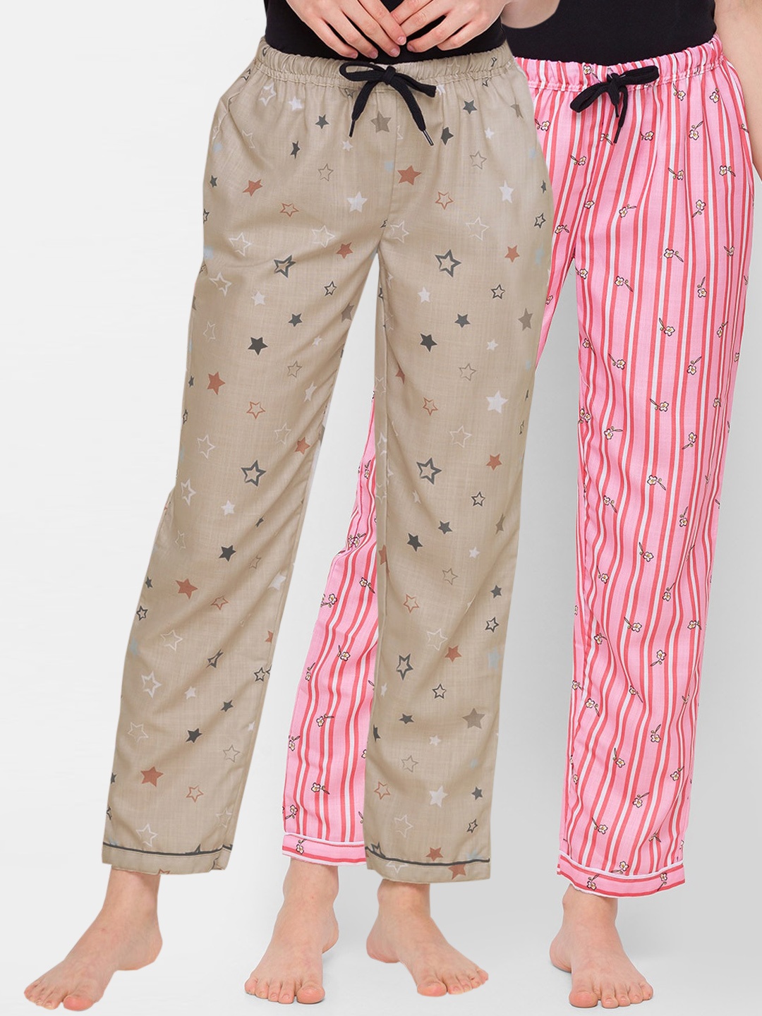 

FashionRack Woman Set of 2 Beige & Pink Striped Lounge Pants