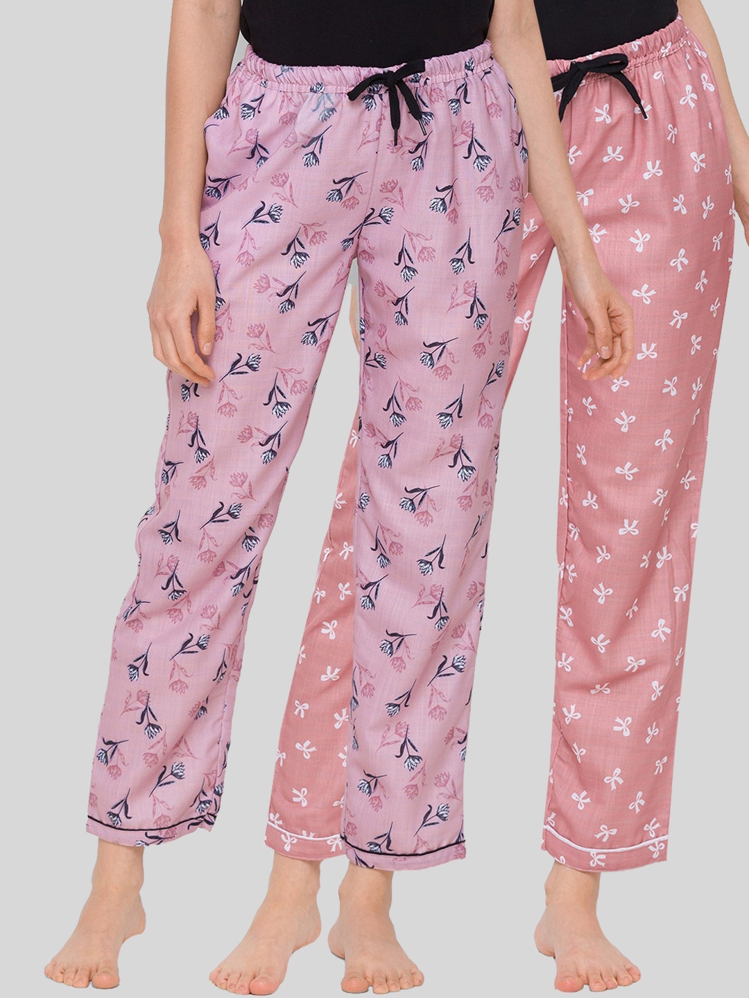 

FashionRack Woman Set of 2 Brown & Pink Printed Lounge Pants