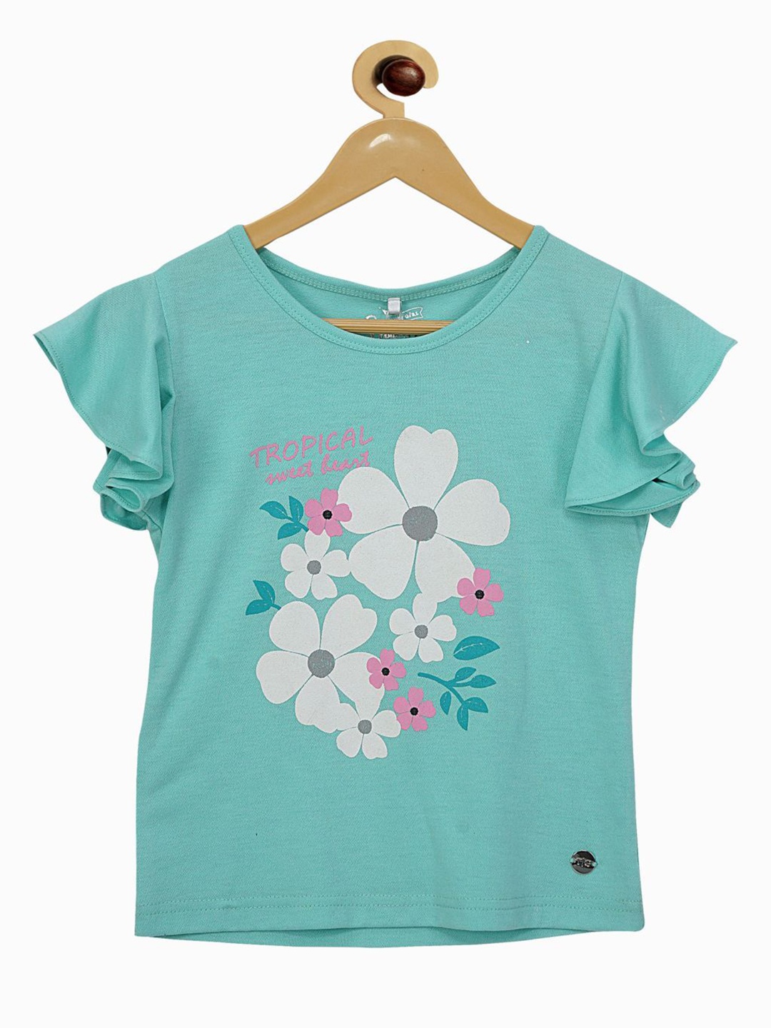 

Tiny Girl Green Floral Printed Top