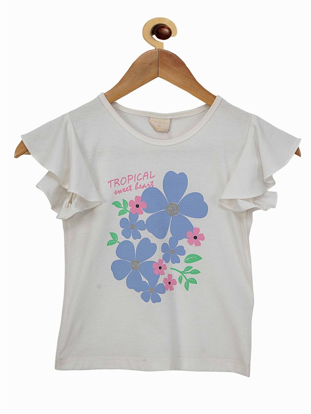 

Tiny Girl Off White & Blue Print Top
