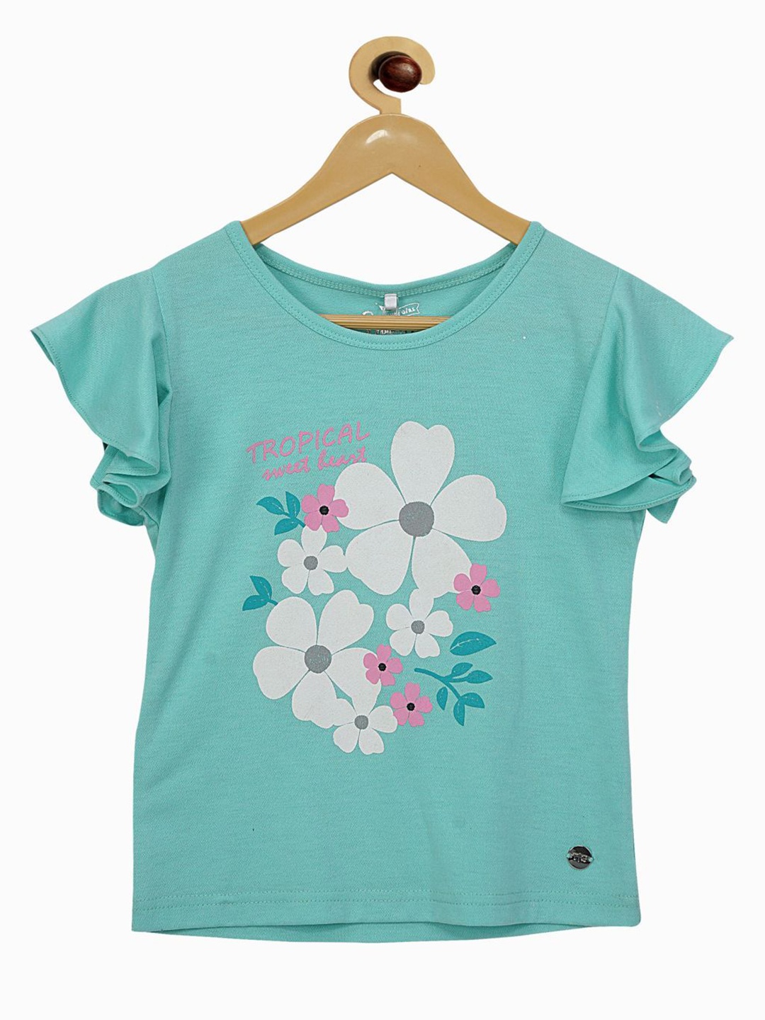 

Tiny Girl Green Floral Print Top