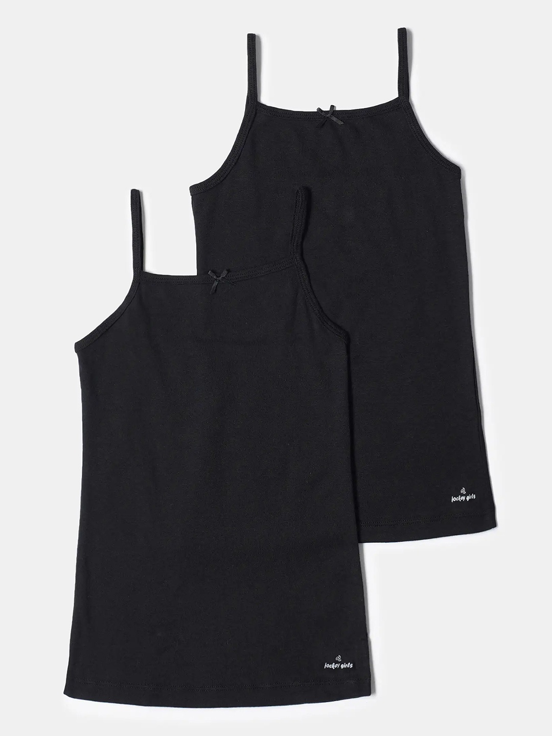 

Jockey Girls Pack of 2 Super Combed Cotton Round Neck Camisole with Regular Straps-SG04, Black