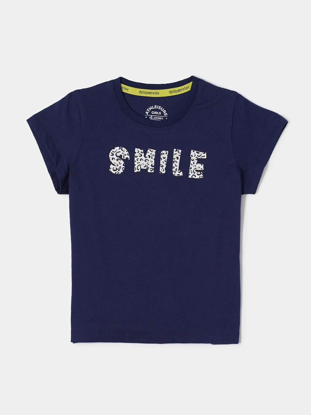 

Jockey Girl's Super Combed Cotton Graphic Printed Round Neck Short Sleeve Tshirt-AG01, Blue