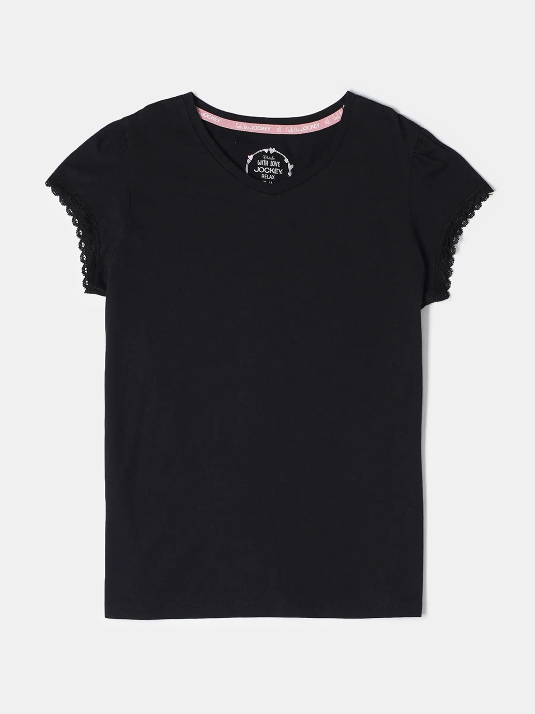 

Jockey Girls Super Combed Cotton Solid Relaxed Fit T-shirt, Black
