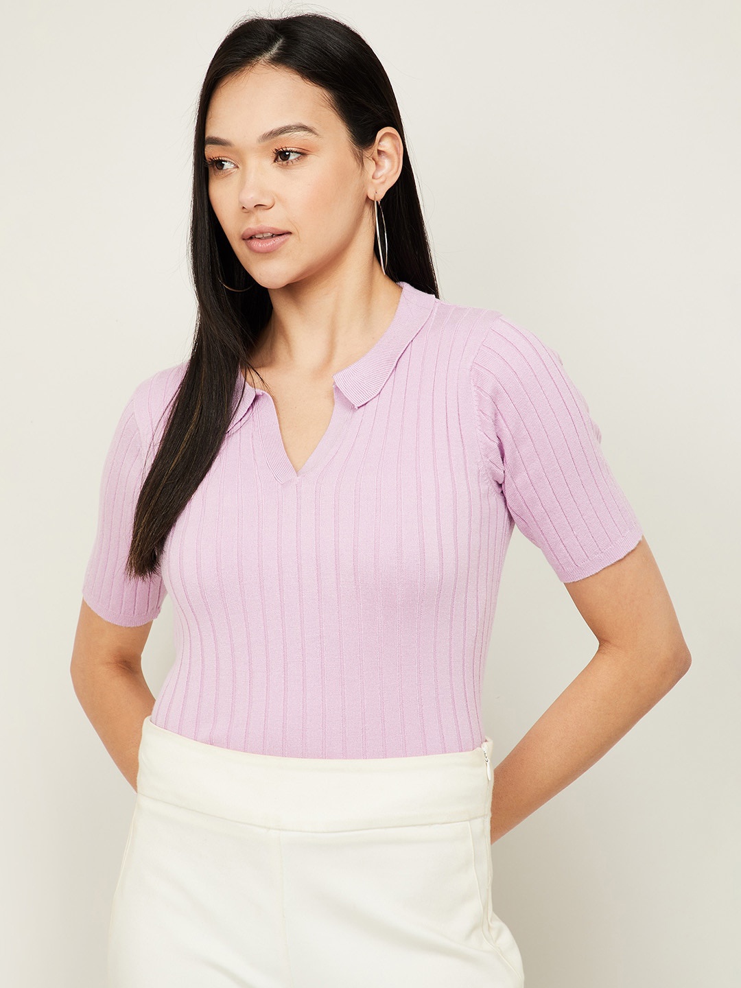 

Bossini Lavender Striped Top