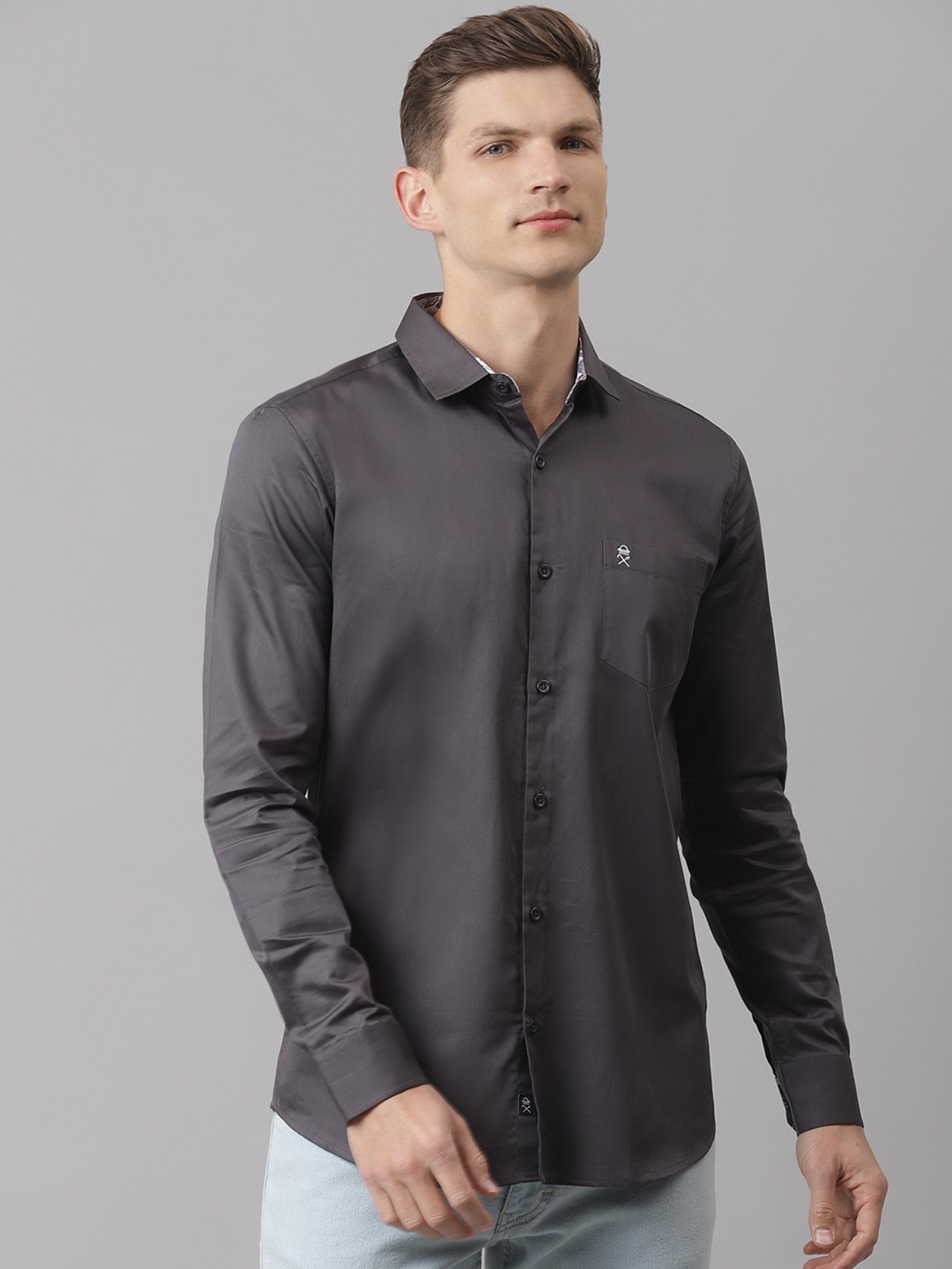 

Thomas Scott Men Grey Relaxed Pure Cotton Casual Shirt