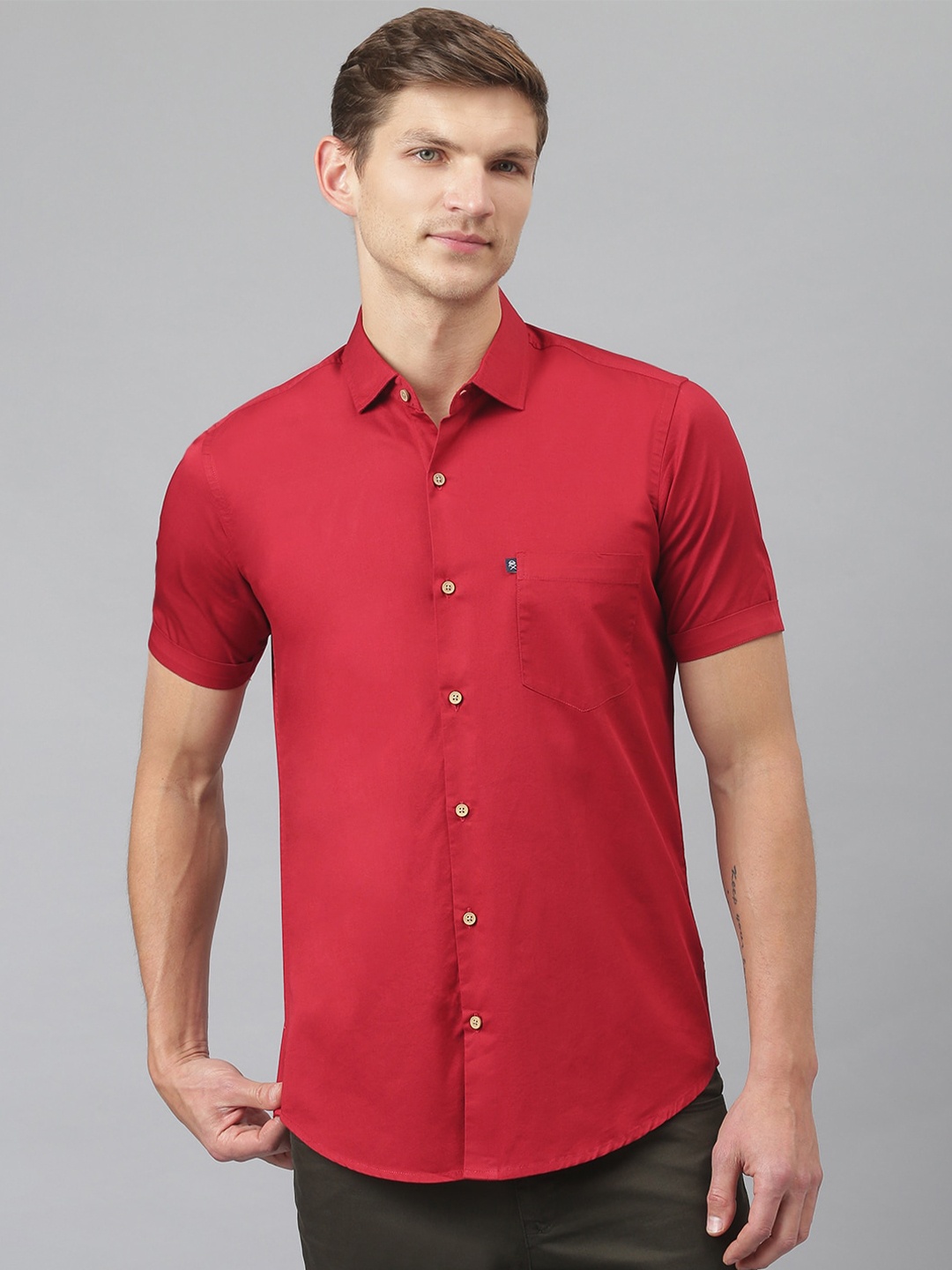 

Thomas Scott Men Red Slim Fit Pure Cotton Casual Sustainable Shirt