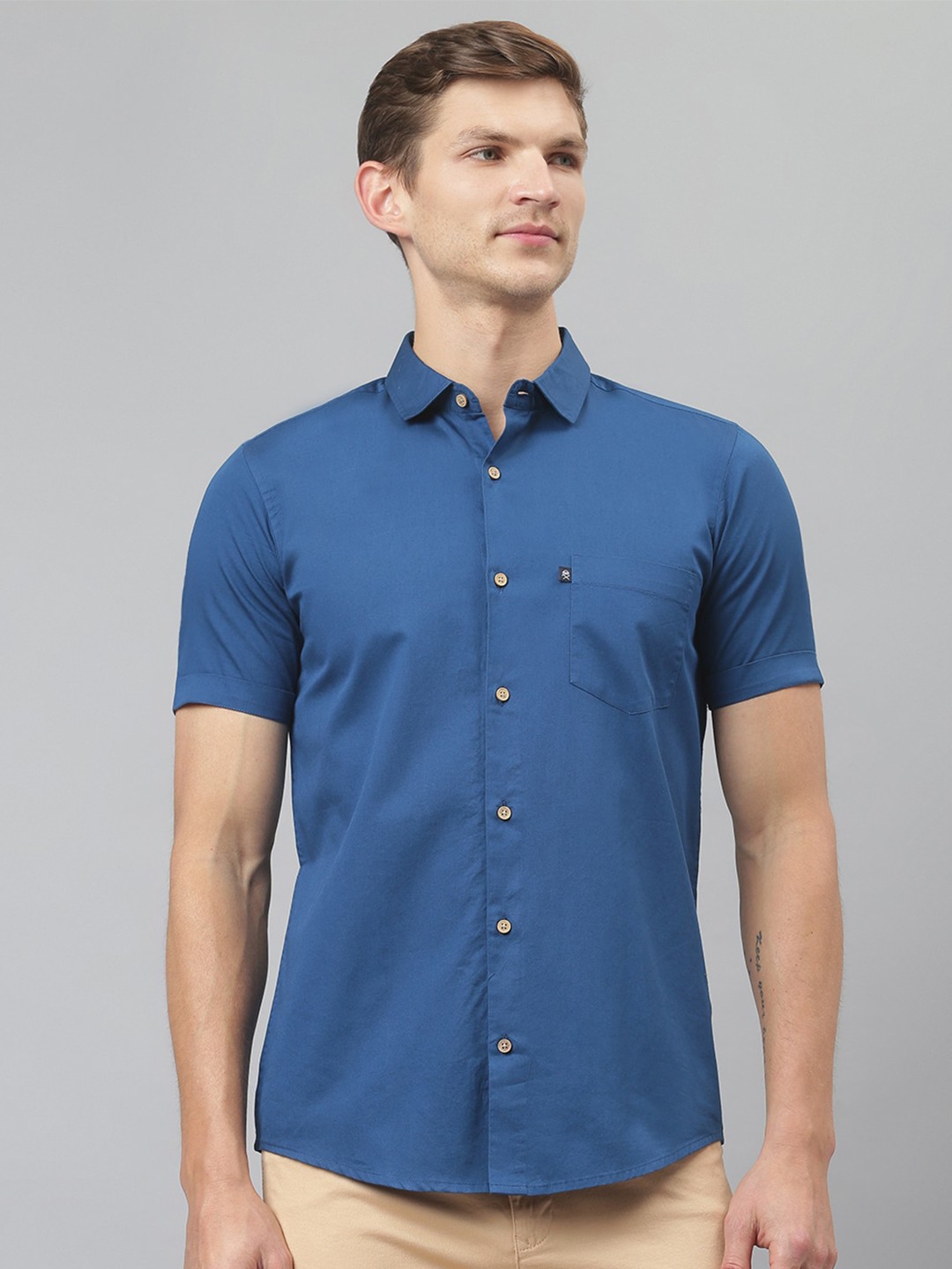 

Thomas Scott Relaxed Spread Collar Slim Fit Pure Cotton Shirt, Blue