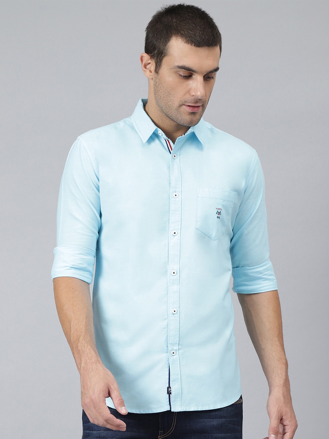 

Thomas Scott Men Blue Relaxed Pure Cotton Casual Sustainable Shirt