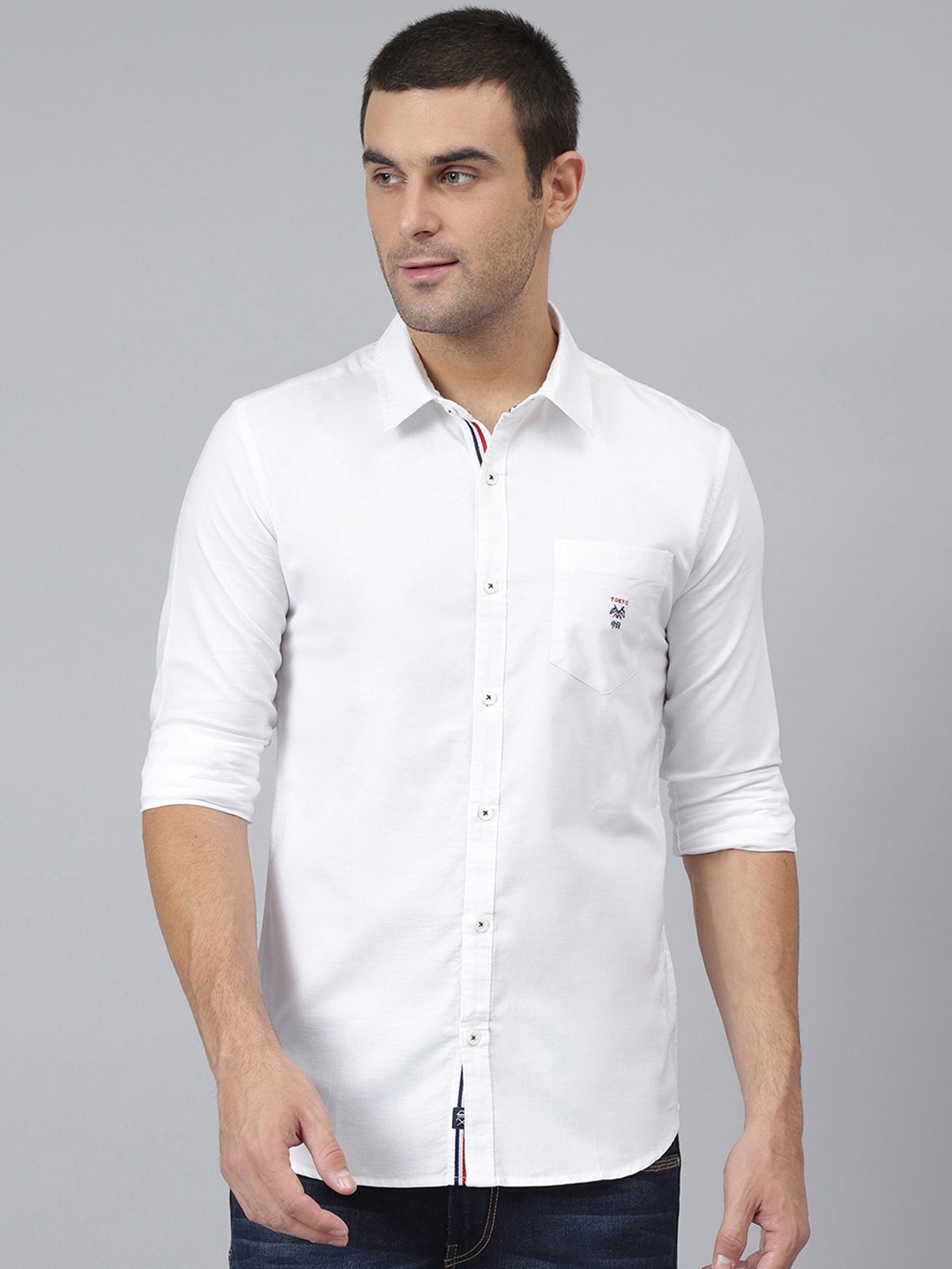 

Thomas Scott Men White Relaxed Cotton Casual Shirt